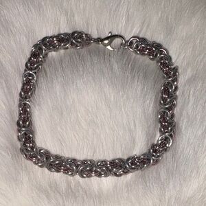 Handmade Silver & Pink Chain Bracelet